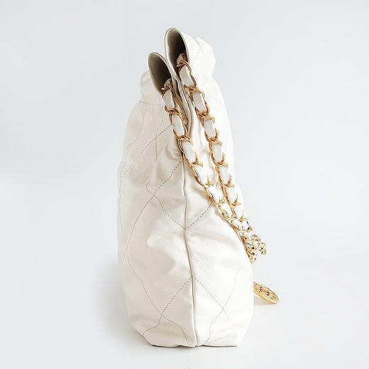 【95新】CHANEL香奈儿22Bag系列AS3260 B08038 10601小号白色黑字22bag垃圾袋单肩包女士140426NJT24 商品图3