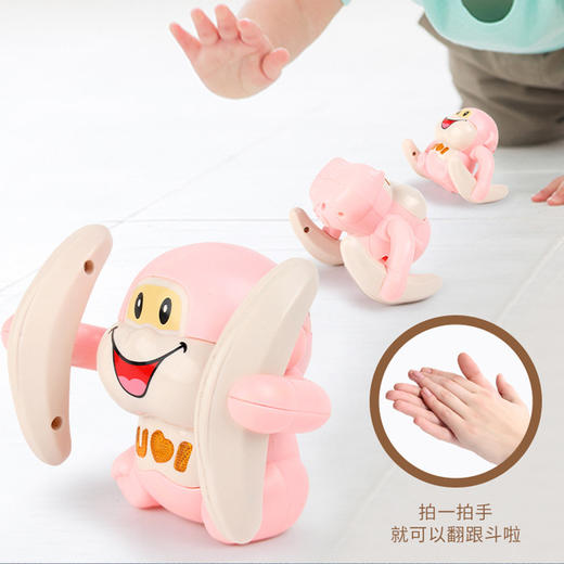 【声光电动，趣味十足】某音翻滚猴益智声光电动翻斗猴男女孩宝宝爬行翻跟头小猴小熊玩具。xb 商品图2