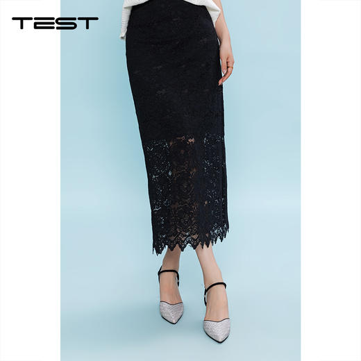 夏上新蕾丝季设计感高腰中长款包臀裙3262021 商品图0