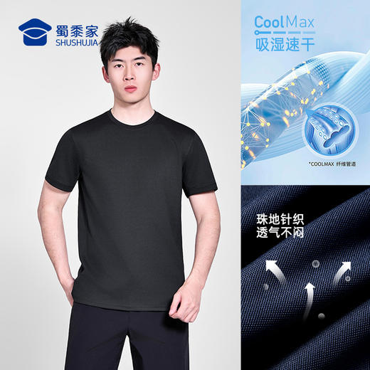 【COOLMAX速干抗静电短袖T恤】训练运动圆领短袖休闲宽松半袖上衣TZ601 商品图2