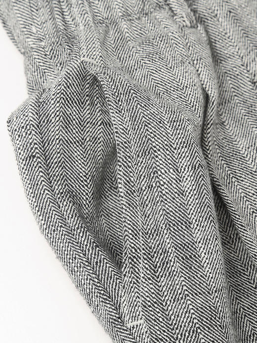 棉麻肌理感面料｜灰色松紧腰阔腿裤，透气显瘦直筒休闲长裤 商品图3