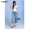 夏上新高腰阔腿宽松显瘦做旧水洗牛仔八分裤3262023 商品缩略图4