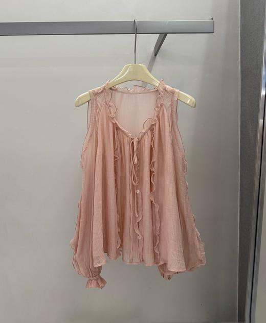 【门店同款】ENJOY夏季薄雾玫瑰木耳边露肩上衣 171543077 商品图0