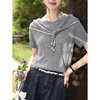 鹿向南「雾灰河畔」灰色短袖针织衫夏新款宽松显瘦温柔休闲上衣女 商品缩略图2