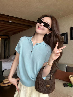 isabelle marran高智感老钱风翻领亚麻POLO衫JS3699002