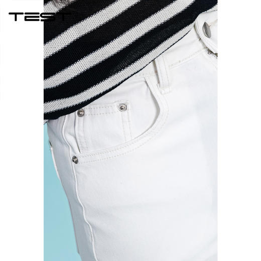 夏上新白色设计感垂感直筒高腰牛仔裤3262015 商品图4