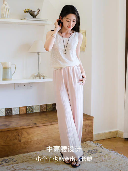 无缝一体 粘纤混纺松紧腰直筒休闲裤FCG1PAT121 商品图3