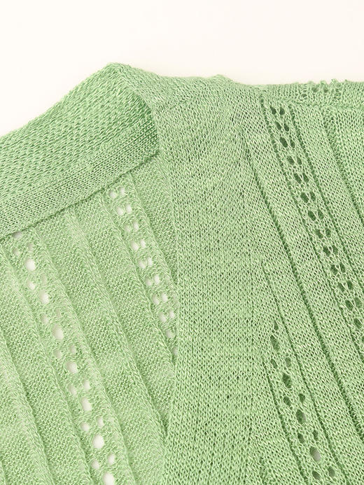 深棕色镂空针织马甲女 夏季薄款 V 领单排扣无袖外搭透气显瘦背心 商品图3