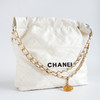 【95新】CHANEL香奈儿22Bag系列AS3260 B08038 10601小号白色黑字22bag垃圾袋单肩包女士140426NJT24 商品缩略图2