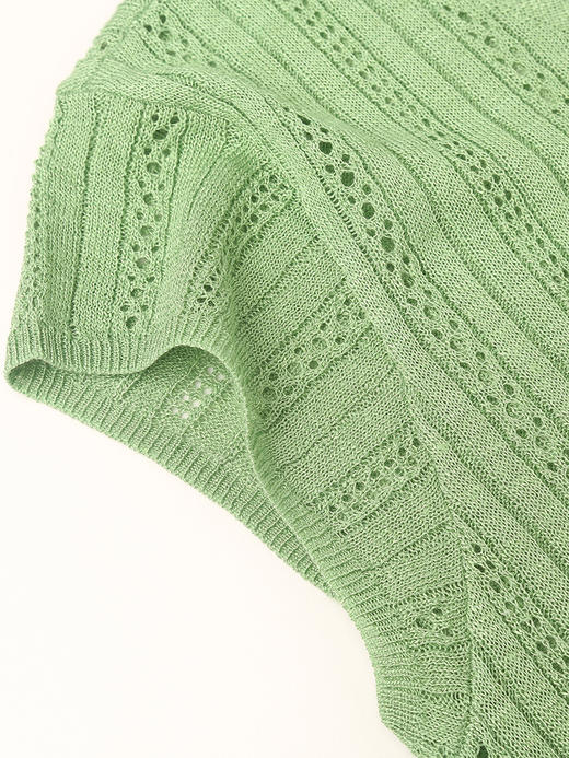 深棕色镂空针织马甲女 夏季薄款 V 领单排扣无袖外搭透气显瘦背心 商品图4