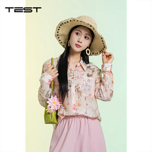 夏上新碎花雪纺防晒轻薄透气宽松显瘦衬衫1262083 商品图0