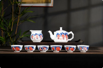 青花玲珑瓷茶具套装