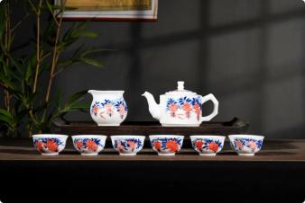 青花玲珑瓷茶具套装 商品图0