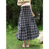 鹿向南「星落左岸」复古黑色格纹半身裙女夏新款显瘦学院风中长裙 商品缩略图1