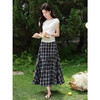 鹿向南「星落左岸」复古黑色格纹半身裙女夏新款显瘦学院风中长裙 商品缩略图2