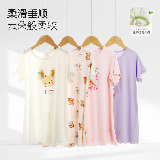 【云朵般软糯❗️优可丝睡裙】四季可穿，面料吸汗不闷，宽松版型舒适自在，护肚设计防止着凉，女童连衣裙儿童短袖家居服韩版女孩睡衣QQ 商品图2