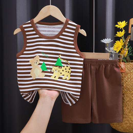 【限时特惠❗️29.9任选/2套🔥儿童背心套装】夏季宝宝无袖两件套，撞色印花设计，亲肤面料柔软舒适，宽松版型不闷汗，无袖女童夏装韩版童装新款夏季男童两件套L 商品图3