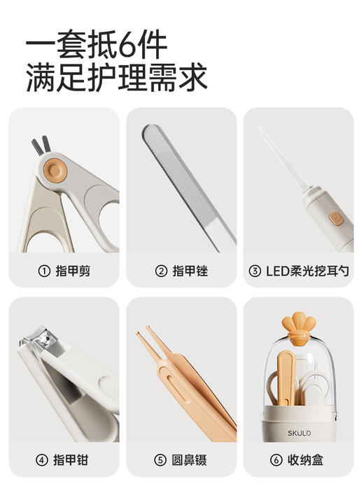 SKULD时蔻宝宝指甲刀套装婴儿新生儿专用防夹肉指甲钳便携护理 商品图1