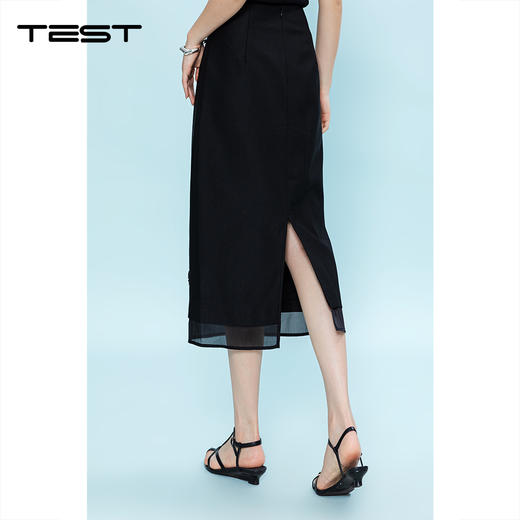 夏上新钉花高腰遮胯显瘦气质百搭直筒中长半身裙3262019 商品图4