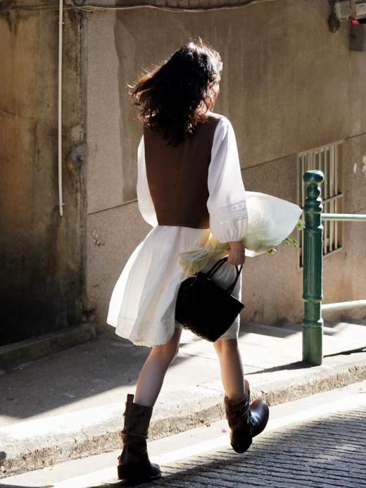 浮生八记/26A020/复古波嬉风花边镂空刺绣大裙摆连衣裙 商品图2