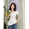 鹿向南「白柔月光」气质莱赛尔杏色T恤女夏季新款不规则短袖上衣 商品缩略图3