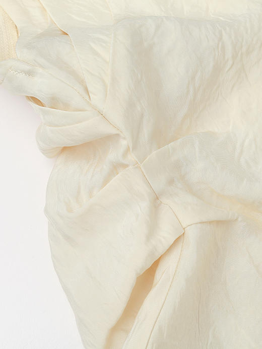 法式温柔风米白色无袖背心 收腰显瘦褶皱设计感圆领气质上衣 商品图4