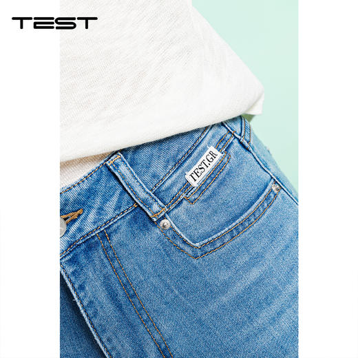 夏上新韩系清爽松弛感显瘦浅蓝水洗阔腿牛仔裤3262032 商品图6