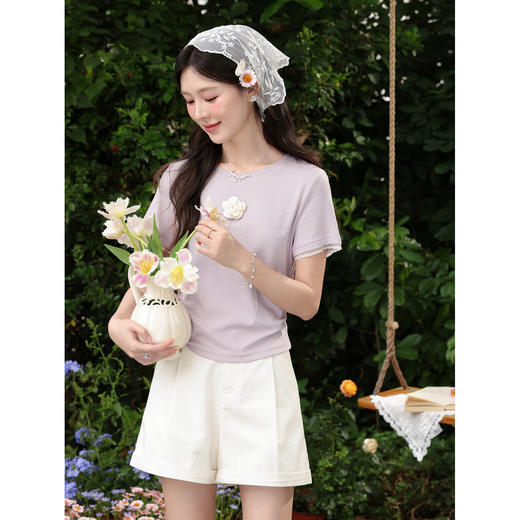 鹿向南【0420/20:00新品前1小时7折限量100件】米白色休闲短裤 商品图2