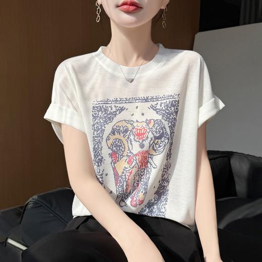 【特价79.9元2件】卡通印花天丝棉混纺短袖 柔顺清凉针织衫 商品图2