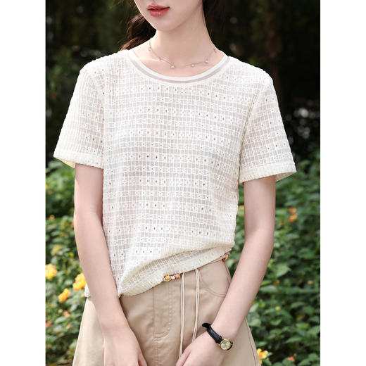 鹿向南【0420/20:00新品前1小时7折限量100件】杏色T恤 商品图1