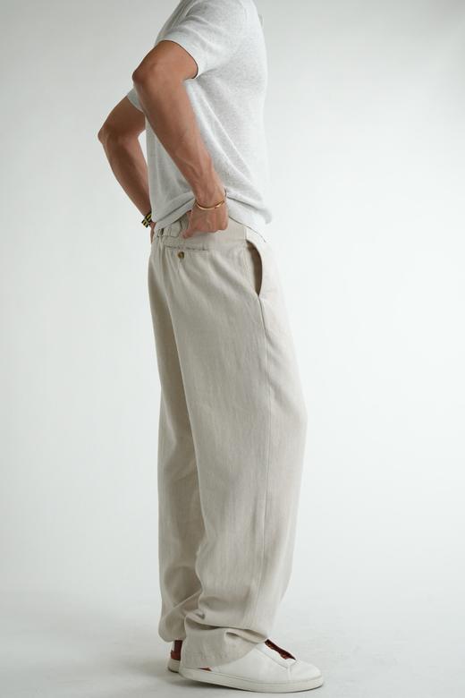 男款亚麻丝质休闲裤长裤ba005 商品图3