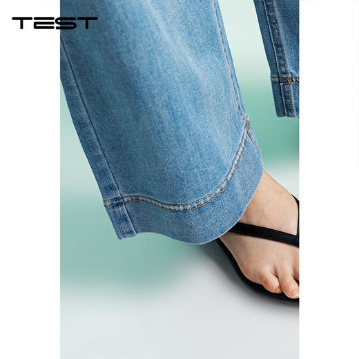 夏上新韩系清爽松弛感显瘦浅蓝水洗阔腿牛仔裤3262032 商品图7