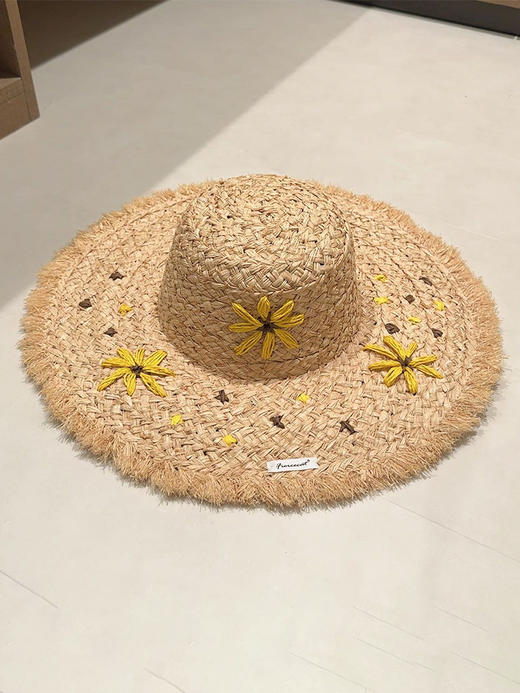 小雏菊毛边拉菲草草帽-纪念日百货门店同款171344238 商品图0