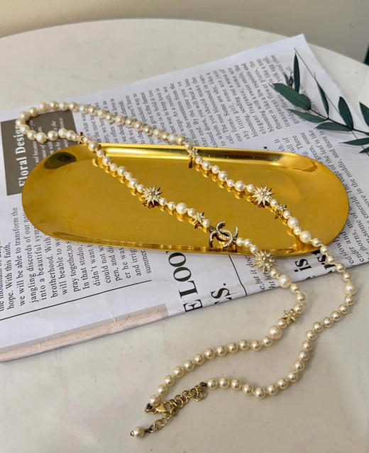 Chanel 珍珠 六芒星 水钻项链 商品图0