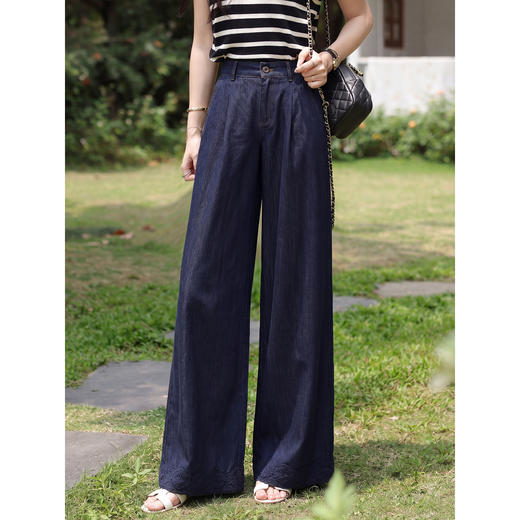 鹿向南【0420/20:00新品前1小时7折限量100件】藏蓝色休闲裤 商品图0