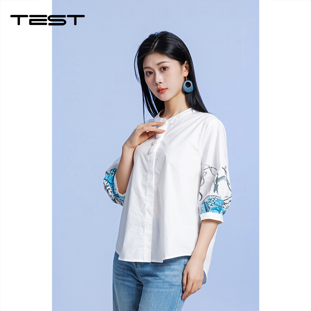 夏上新新中式刺绣灯笼袖气质白小衫1262099