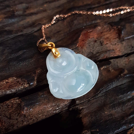 【天然正品】A货翡翠周大福足金镶天然细腻糯冰种佛公造型翡翠吊坠项链30.6*22.8*6.1MM（皆取最大值）260326NJS17 商品图5