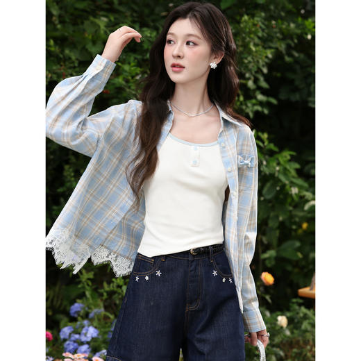 鹿向南【0420/20:00新品前1小时7折限量100件】百搭气质蓝色衬衫 商品图1