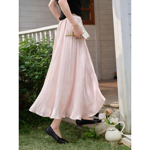 鹿向南【0420/20:00新品前1小时5折限量100件】垂感粉色半身裙女 商品图0