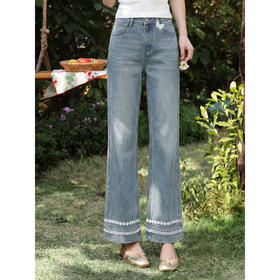 鹿向南【0420/20:00新品前1小时7折限量100件】蓝色牛仔裤