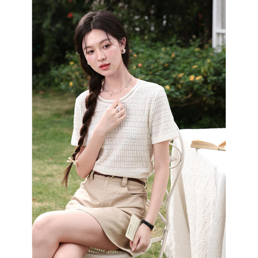 鹿向南【0420/20:00新品前1小时7折限量100件】杏色T恤 商品图4