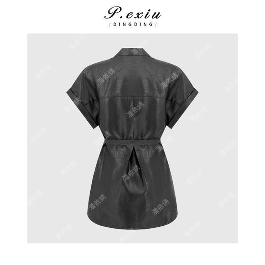 PanYiXiu/潘依绣100%桑蚕丝皮子缎极简风显瘦高级短袖翻领衬衫 YL1731 商品图1