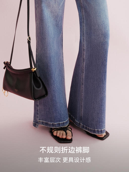 慵懒腿精裤 中高腰微喇折边牛仔裤FCG1JEN071 商品图4