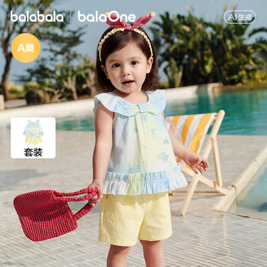 【balaOne】巴拉巴拉宝宝短袖套装婴儿女童两件套2026款可爱时尚 商品图1