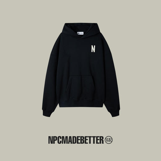 NPC潮牌做旧胶布字母连帽卫衣【恒温暖皮】厚款潮流情侣NP3AST39 商品图0