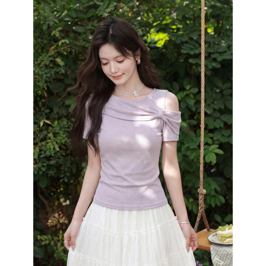 鹿向南【0423/20:00新品前1小时5折限量100件】紫色T恤 商品图1