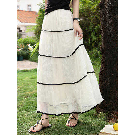 鹿向南【0420/20:00新品前1小时7折限量100件】气质米白色半身裙 商品图2