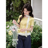 鹿向南「橘黄温软」温柔黄色短袖T恤女夏设计感修身花边针织上衣 商品缩略图1