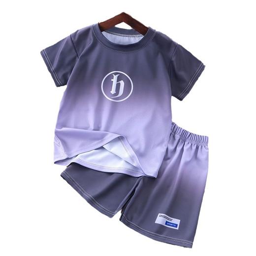 【潮酷风❗️男童休闲运动套装】渐变色设计自带街头感，胸前字母印花简约大气，宽松版型舒适不束缚，轻松打造帅气男孩造型，轻松打造帅气男孩造型，儿童百搭两件套QQ 商品图4