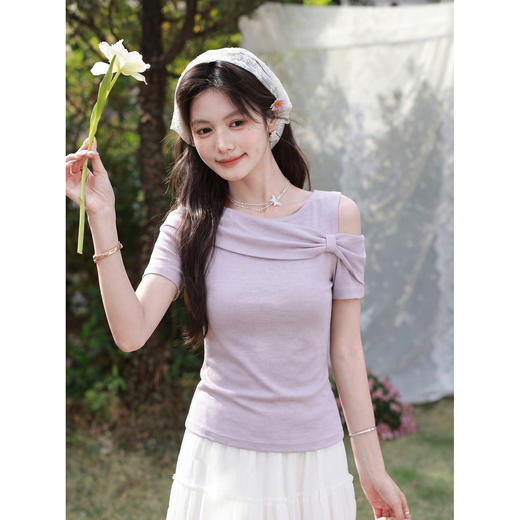 鹿向南【0423/20:00新品前1小时5折限量100件】紫色T恤 商品图3